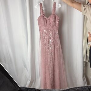 Belsoie Dusty Mauve Lace & Tulle Evening Dress